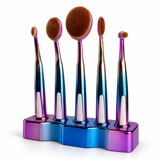 5-Piece Kabuki Makeup Brush Set – Synthetic Face and Eye Brushes