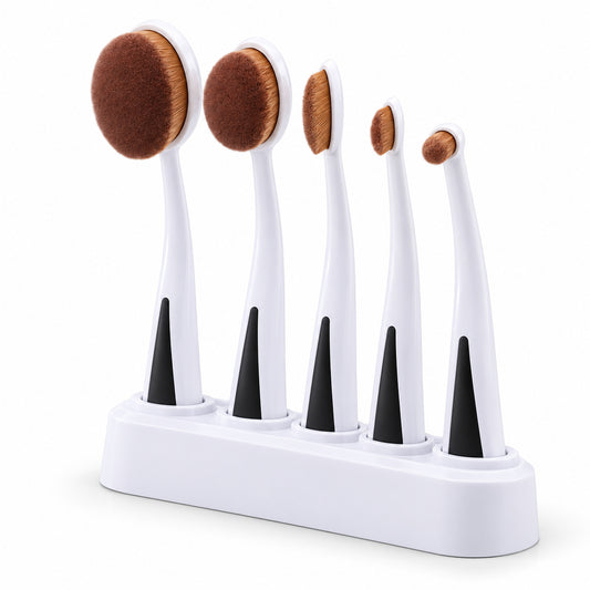 5-Piece Kabuki Makeup Brush Set – Synthetic Face and Eye Brushes