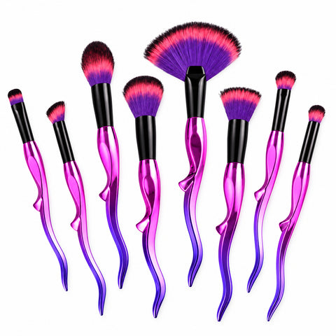 8-Piece Makeup Brush Set – Face, Eye and Detail Brushes, Pink or Purple
