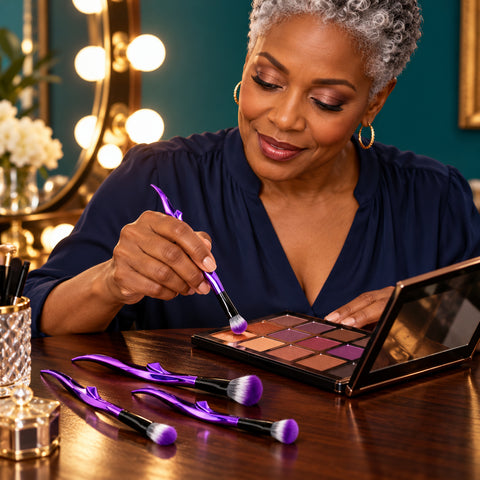8-Piece Makeup Brush Set – Face, Eye and Detail Brushes, Pink or Purple