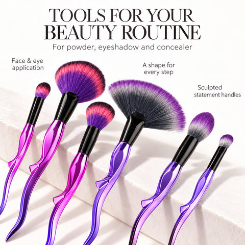 8-Piece Makeup Brush Set – Face, Eye and Detail Brushes, Pink or Purple