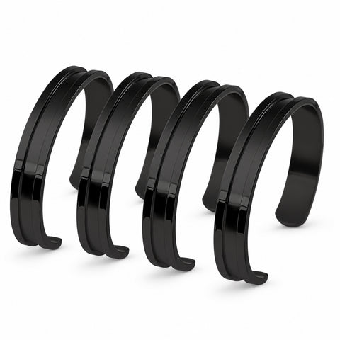 Hair Tie Holder Bracelets, 4-Pack – Stainless Steel Bangles, Black or Gold