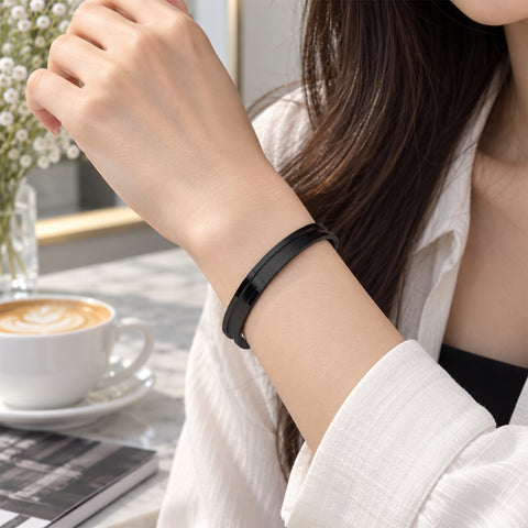 Hair Tie Holder Bracelets, 4-Pack – Stainless Steel Bangles, Black or Gold