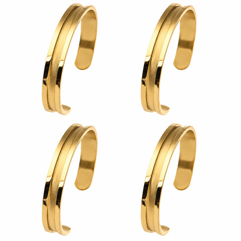 Hair Tie Holder Bracelets, 4-Pack – Stainless Steel Bangles, Black or Gold
