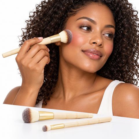 7-Piece Bamboo Makeup Brush Set – Synthetic Face and Eye Brushes