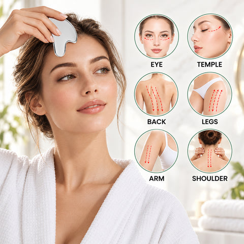 Stainless Steel Gua Sha Tool – Facial and Body Massage Scraper, 1-Pack or 2-Pack