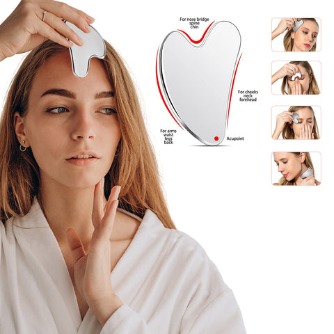 Stainless Steel Gua Sha Tool – Facial and Body Massage Scraper, 1-Pack or 2-Pack