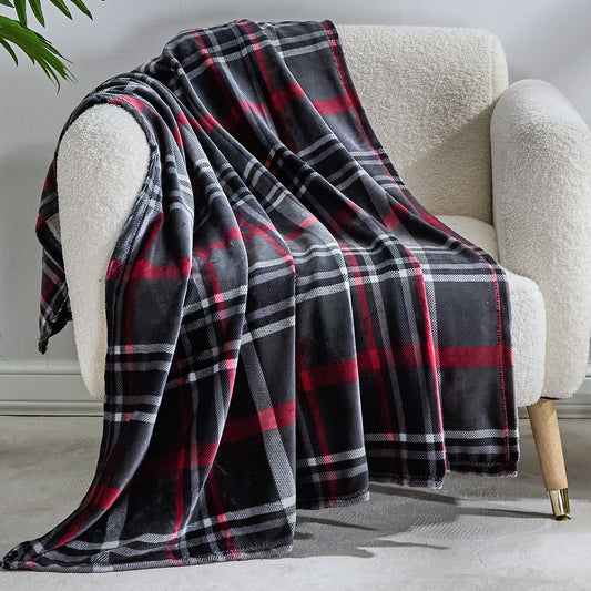 Home Décor Midnight Plaid Throw Blanket – 50 x 60 Inches | Soft Plush Fleece | Warm, Lightweight & Machine Washable