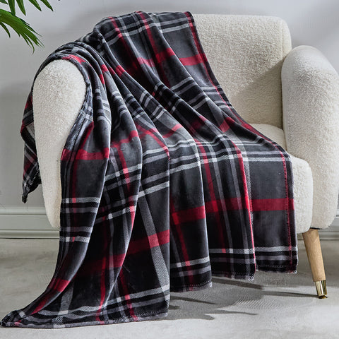 Home Décor Midnight Plaid Throw Blanket – 50 x 60 Inches | Soft Plush Fleece | Warm, Lightweight & Machine Washable