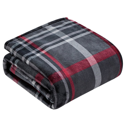 Home Décor Midnight Plaid Throw Blanket – 50 x 60 Inches | Soft Plush Fleece | Warm, Lightweight & Machine Washable