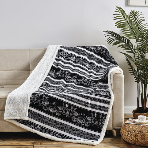 2-Pack Ultra-Soft Microplush Printed Sherpa Throw Blankets – 50" x 60"  Lightweight Warm Fleece Blankets for Couch, Sofa & Bed | 100% Polyester | Machine Washable