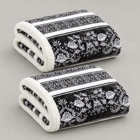 2-Pack Ultra-Soft Microplush Printed Sherpa Throw Blankets – 50" x 60"  Lightweight Warm Fleece Blankets for Couch, Sofa & Bed | 100% Polyester | Machine Washable