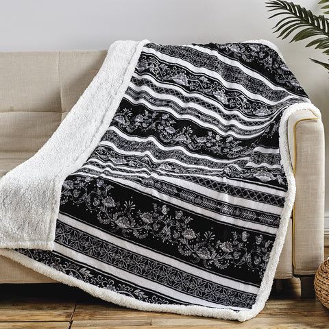 Ultra-Soft Microplush Printed Sherpa Throw Blanket – 50" x 60"  Lightweight Warm Fleece Blanket for Couch, Sofa & Bed | 100% Polyester | Machine Washable