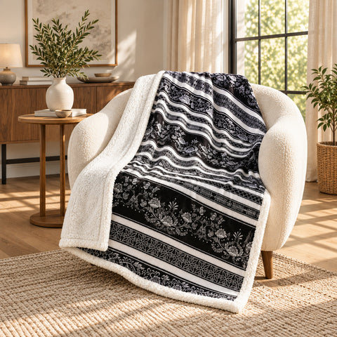 2-Pack Ultra-Soft Microplush Printed Sherpa Throw Blankets – 50" x 60"  Lightweight Warm Fleece Blankets for Couch, Sofa & Bed | 100% Polyester | Machine Washable