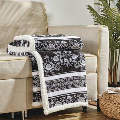 2-Pack Ultra-Soft Microplush Printed Sherpa Throw Blankets – 50" x 60"  Lightweight Warm Fleece Blankets for Couch, Sofa & Bed | 100% Polyester | Machine Washable
