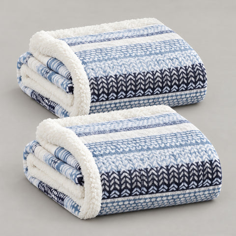 2-Pack Ultra-Soft Microplush Printed Sherpa Throw Blankets – 50" x 60"  Lightweight Warm Fleece Blankets for Couch, Sofa & Bed | 100% Polyester | Machine Washable