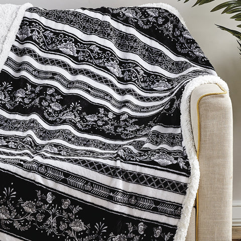 Ultra Soft Microplush Printed Sherpa Throw Blanket 50" x 60" Lightweight Fleece for Couch, Bed, and Everyday Use – Warm, Durable, Machine Washable