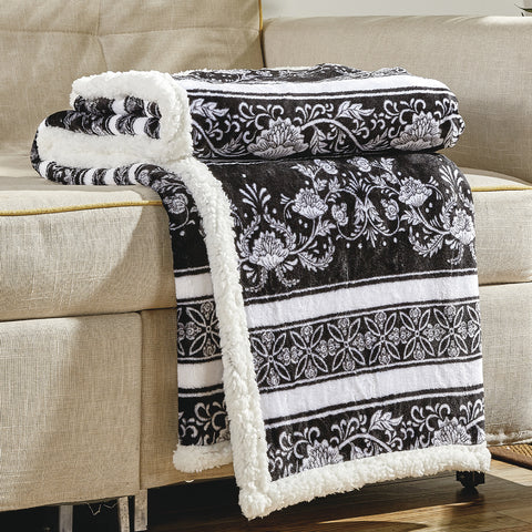 Ultra Soft Microplush Printed Sherpa Throw Blanket 50" x 60" Lightweight Fleece for Couch, Bed, and Everyday Use – Warm, Durable, Machine Washable
