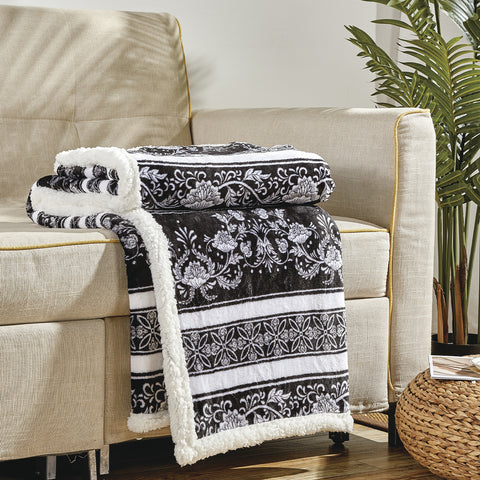 Ultra Soft Microplush Printed Sherpa Throw Blanket 50" x 60" Lightweight Fleece for Couch, Bed, and Everyday Use – Warm, Durable, Machine Washable