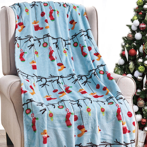 Holiday and Christmas Micro Plush Throw Blanket – Soft 50" x 60" Cozy Blanket for Couch, Bed, or Living Room – Lightweight, Warm, All-Season Comfort, Machine Washable