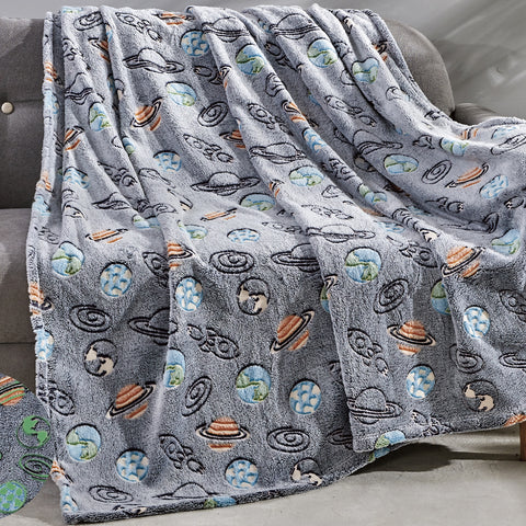 Glow in the Dark Ultra Soft Micro Plush Fleece Blanket 50" x 60" Throw for Kids and Teens – Lightweight, Cozy, Machine Washable Blanket for Bed, Couch, or Travel