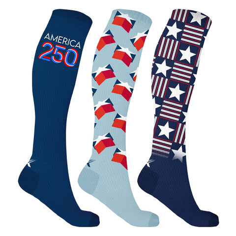 3-Pairs: Patriotic Knee-High Compression Socks – Graduated Support for Circulation, Swelling & All-Day Comfort