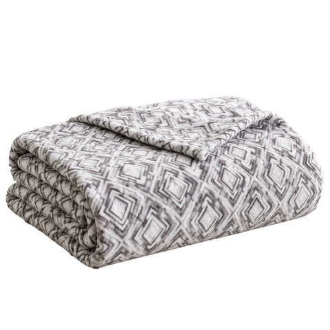 Gray Geometric Microplush Throw Blanket  Ultra-Soft Plush Fleece All-Season Decorative Throw | 50" x 60"