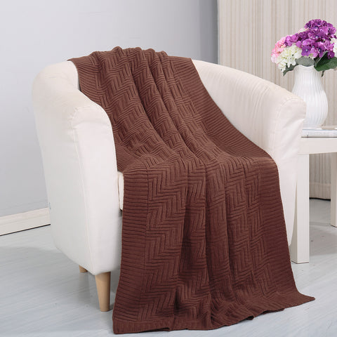 Luxury Acrylic Knitted Throw Blanket – 50 x 60 Inches | Heavyweight Soft Woven Throw for Couch & Sofa | Cozy All-Season Decorative Blanket, Chocolate Brown