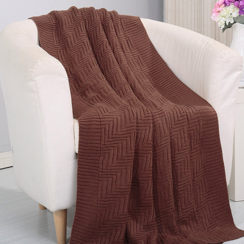 Luxury Acrylic Knitted Throw Blanket – 50 x 60 Inches | Heavyweight Soft Woven Throw for Couch & Sofa | Cozy All-Season Decorative Blanket, Chocolate Brown