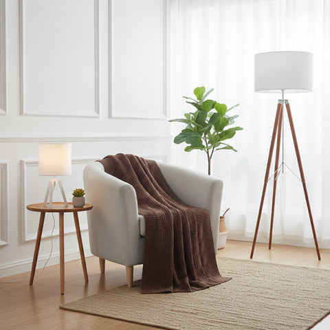 Luxury Acrylic Knitted Throw Blanket – 50 x 60 Inches | Heavyweight Soft Woven Throw for Couch & Sofa | Cozy All-Season Decorative Blanket, Chocolate Brown