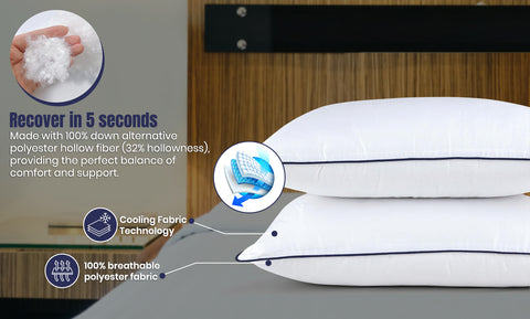 2-Pack:Luxurious Adjustable Microfiber Polyester Soft Pillows