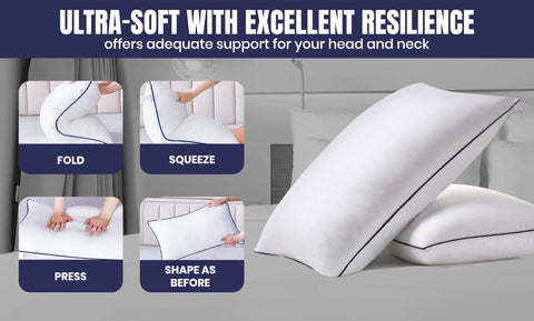 2-Pack:Luxurious Adjustable Microfiber Polyester Soft Pillows