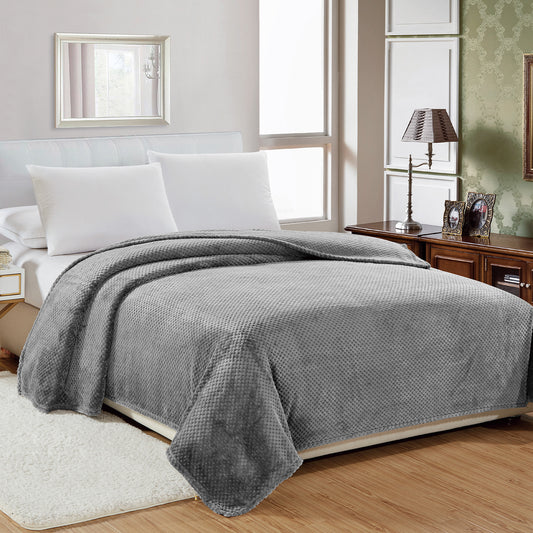 Micro Plush Popcorn Textured Blanket – Twin Size 66" x 86" Soft Lightweight Polyester Bed Blanket