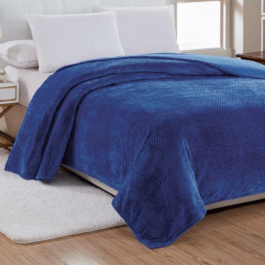 Micro Plush Popcorn Textured Blanket – Twin Size 66" x 86" Soft Lightweight Polyester Bed Blanket