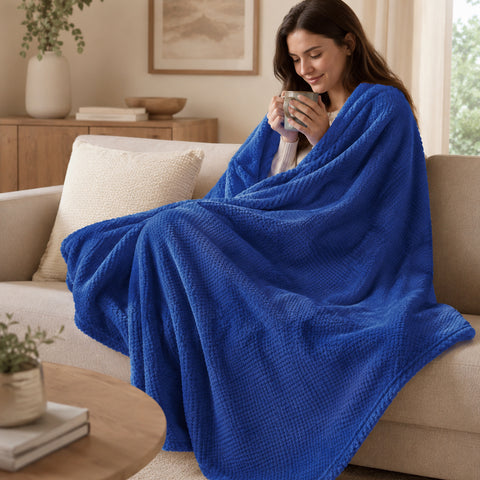 Micro Plush Popcorn Textured Blanket – Twin Size 66" x 86" Soft Lightweight Polyester Bed Blanket