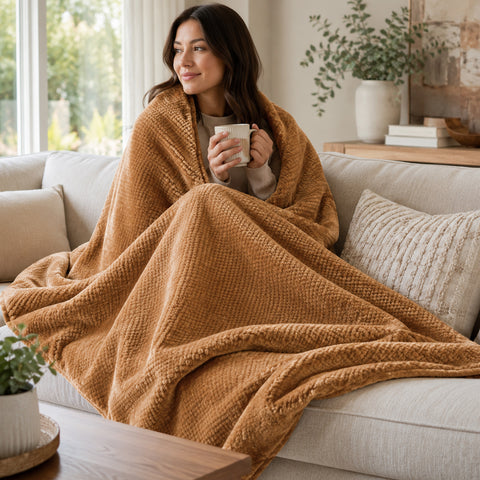 Micro Plush Popcorn Textured Blanket – Twin Size 66" x 86" Soft Lightweight Polyester Bed Blanket