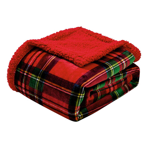 Classic Red Plaid Throw Blanket 50" x 60" Lightweight Soft Polyester Decorative Throw