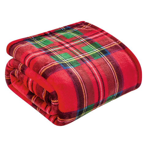 Classic Red Plaid Lightweight Throw Blanket 50" x 60" Soft Plush Polyester Decorative Throw Blanket