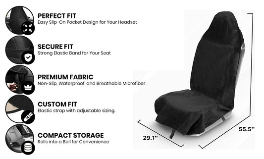 Universal Waterproof Sweating After Workout Car Seat Cover for Post Gym, Running, Swimming, Beach and Hiking, Universal Fit Non-Slip Bucket Seat Protector for Cars SUV Trucks