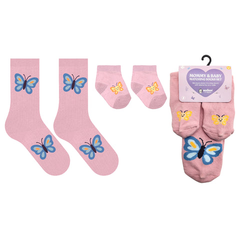 Mommy and Baby Matching Socks Set (0–6 Months) – Non Slip Baby Socks with Grips & Adult Non Skid Socks for Mom – Newborn Gift Set for Baby Shower