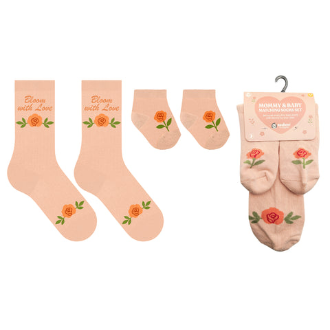 Mommy and Baby Matching Socks Set (0–6 Months) – Non Slip Baby Socks with Grips & Adult Non Skid Socks for Mom – Newborn Gift Set for Baby Shower