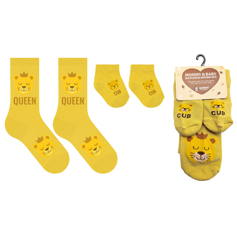 Mommy and Baby Matching Socks Set (0–6 Months) – Non Slip Baby Socks with Grips & Adult Non Skid Socks for Mom – Newborn Gift Set for Baby Shower