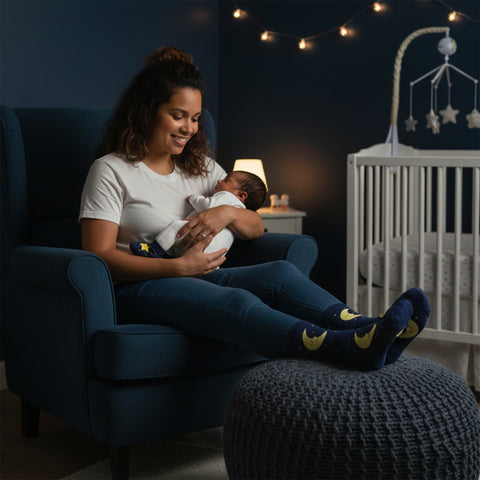 Mommy and Baby Matching Socks Set (0–6 Months) – Non Slip Baby Socks with Grips & Adult Non Skid Socks for Mom – Newborn Gift Set for Baby Shower