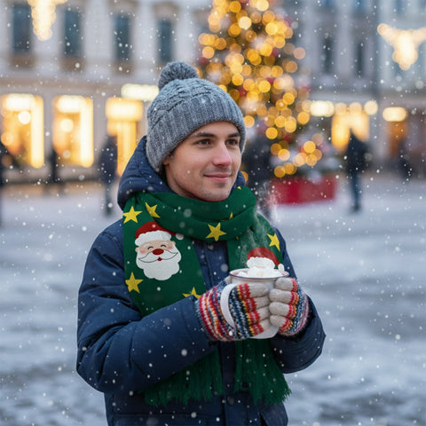 2-Pack: Soft and Warm Holiday Light Up Knit Scarf with 6 Bright LED Lights