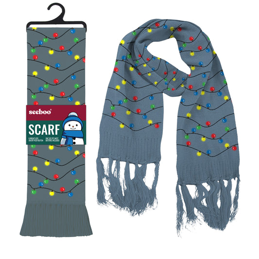 Soft and Warm Holiday Light Up Knit Scarf with 6 Bright LED Lights