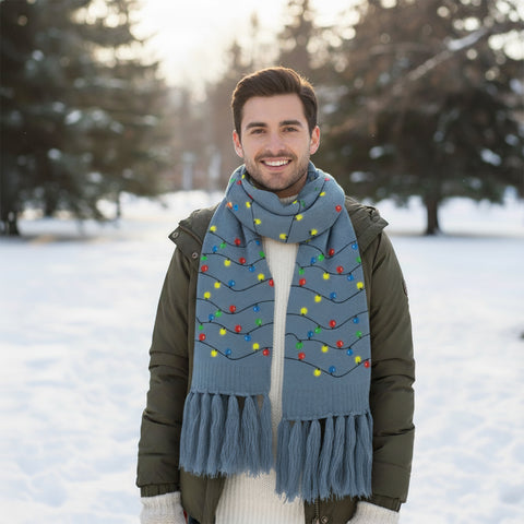 2-Pack: Soft and Warm Holiday Light Up Knit Scarf with 6 Bright LED Lights