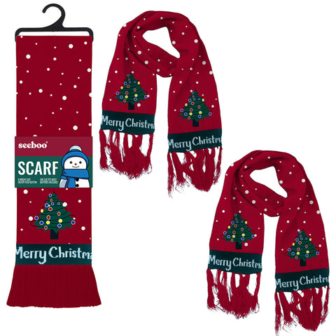 2-Pack: Soft and Warm Holiday Light Up Knit Scarf with 6 Bright LED Lights