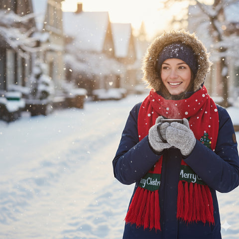 Soft and Warm Holiday Light Up Knit Scarf with 6 Bright LED Lights