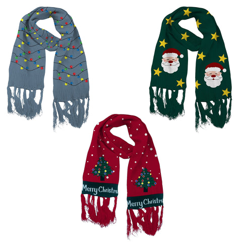 Soft and Warm Holiday Light Up Knit Scarf with 6 Bright LED Lights