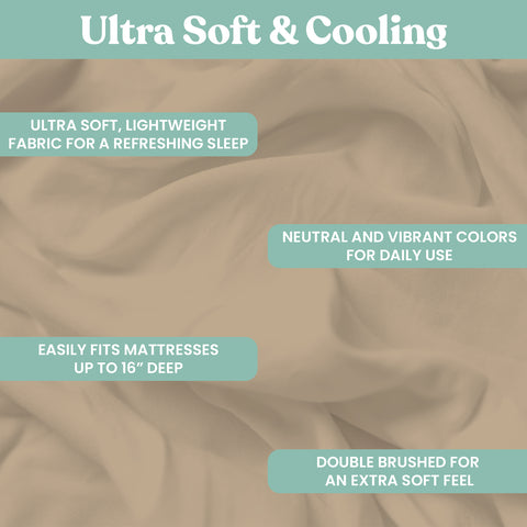 Lightweight Microfiber Bed Sheet Set – 6-Piece Ultra-Soft, Wrinkle-Free Bedding – Deep Pocket Sheets with Pillowcases – Full, Queen, King, California King
